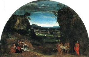 キリストの埋葬のある風景 作： Annibale Carracci